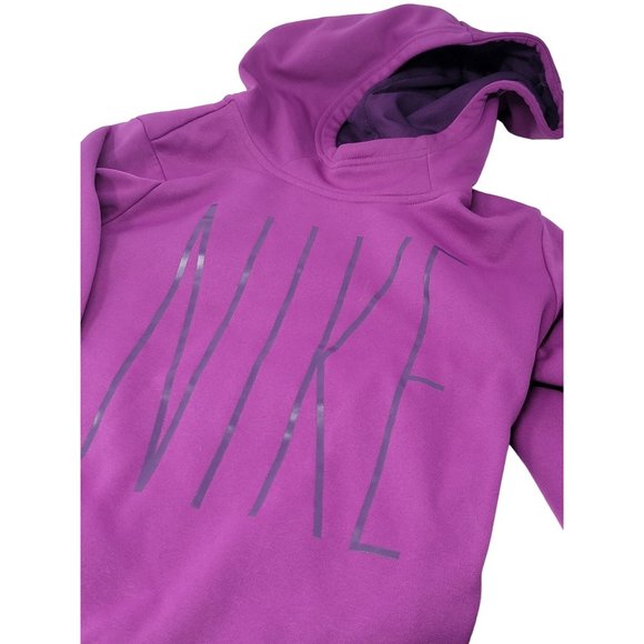 Nike‎ Dri-Fit Hooded Sweatshirt Purple High Neck Hoodie Size XL Youth Big Kid - Picture 3 of 7